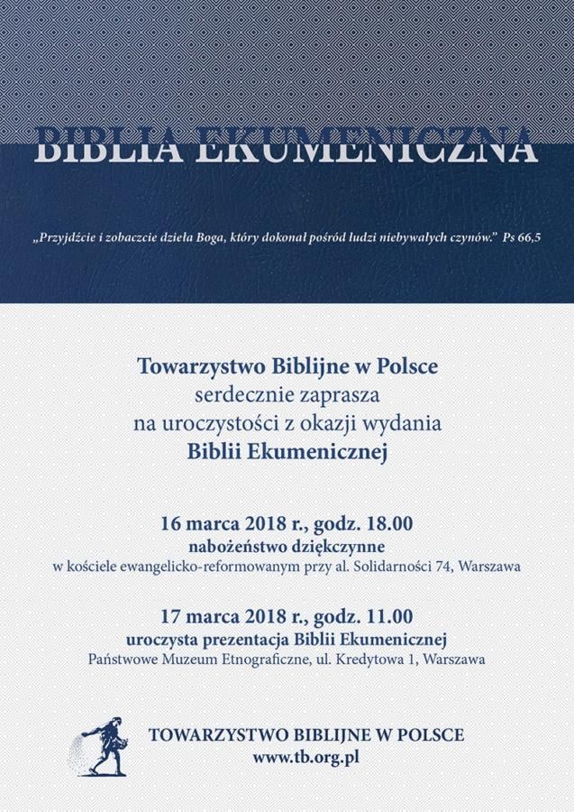 uroczystość wydania Biblii Ekumenicznej