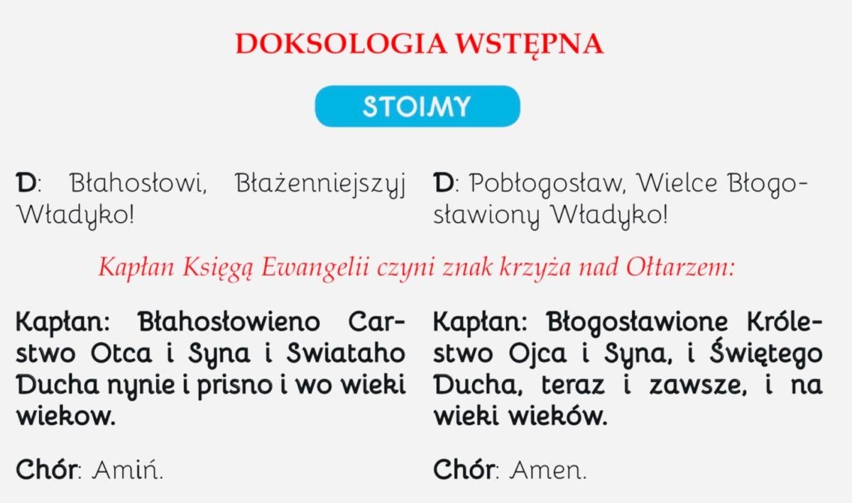 dwujęzyczny tekst liturgii na Przemienienie Pańskie